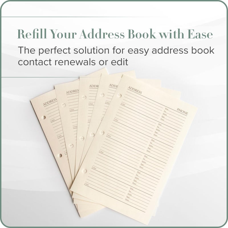 Gallery Leather Address Book Refill Replacement Pages - 3 Ring 5.5 x 8 Size  15 Sheets  30 Pages for 180 Entries  Quick and Easy Contact Storage and Updates - Image 2